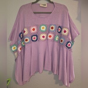 Lavender Crochet Patchwork Top